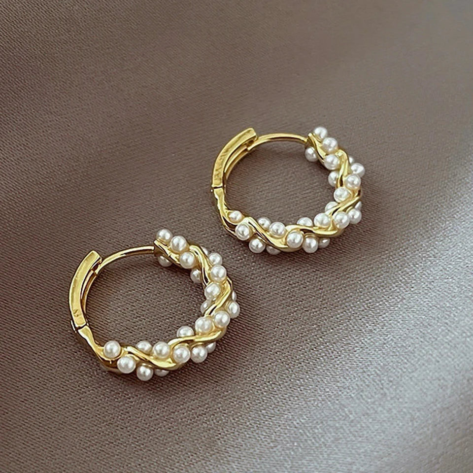 Pearl Circle Earrings